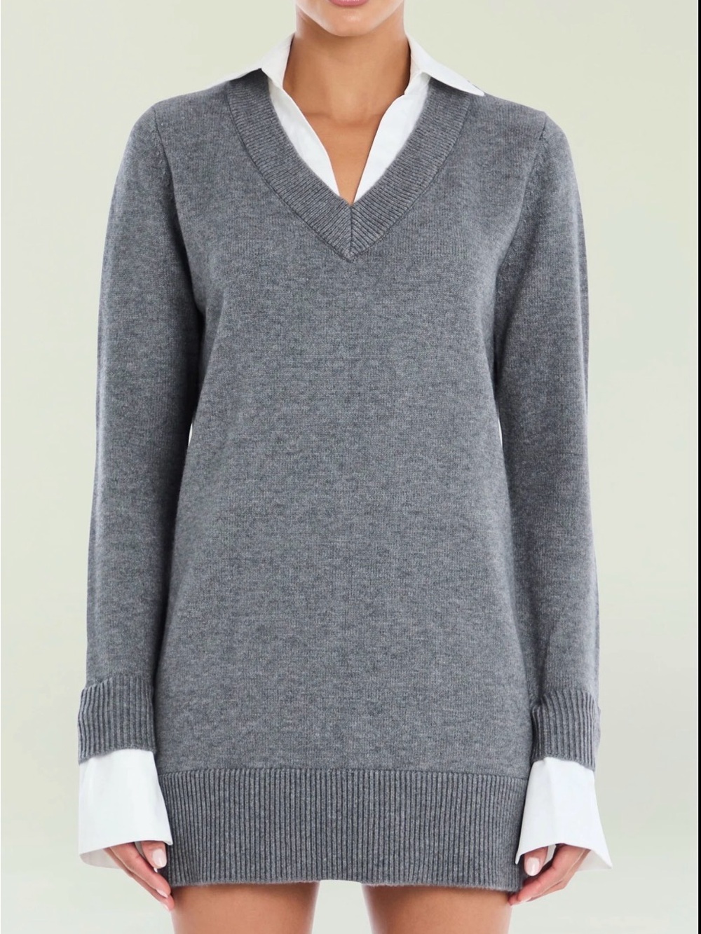 Revolve SEROYA V-Neck Gray Sweater Dress NWT small